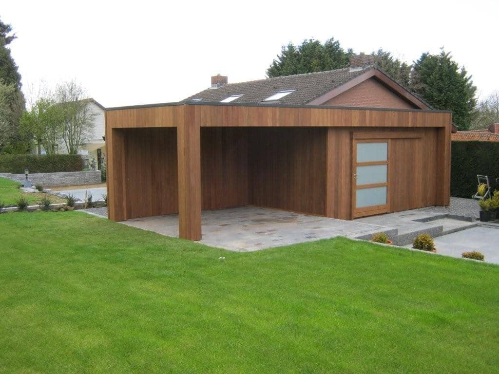 Thermowood met luifel